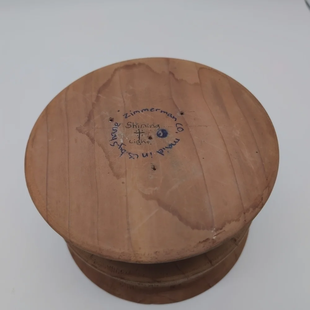 Vintage Handcrafted Wooden Pedestal Bowl Shane Zimmerman Lathe Created